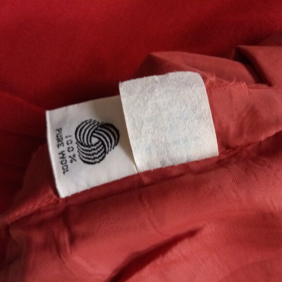 Vtg 70s Fit Flare Dress Plaid Bow Neck Orange Wool Skirt Retro Medium Women 8 - Picture 9 of 10